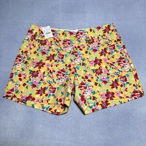 NEW J Crew Yellow Ditsy Pink Red Floral Basketweave Shorts‎ Women's Size 4 NWT